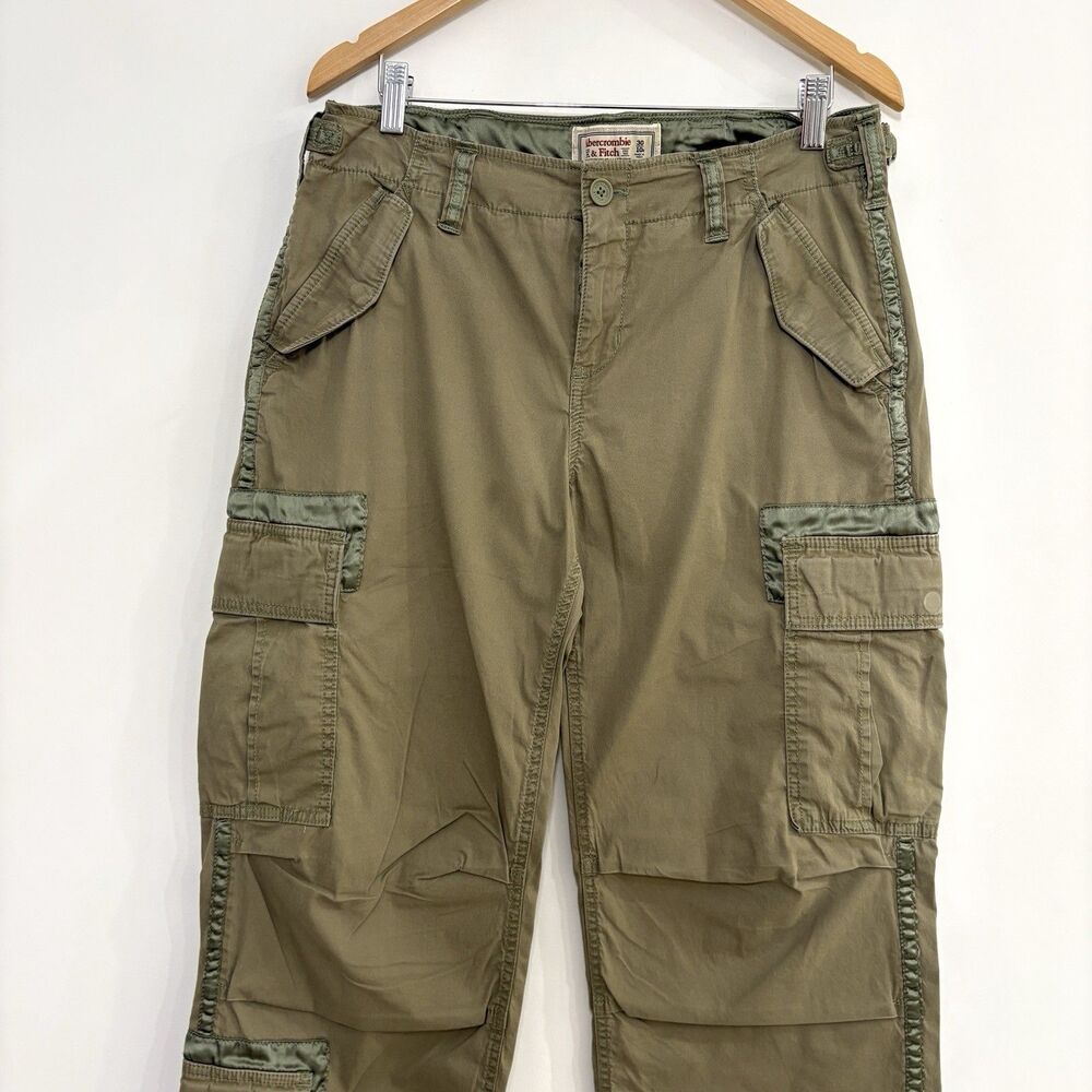 Vintage Abercrombie & Fitch Baggy Cargo Pants Womens Sz 10 Paratrooper 90s Y2K - Picture 2 of 10